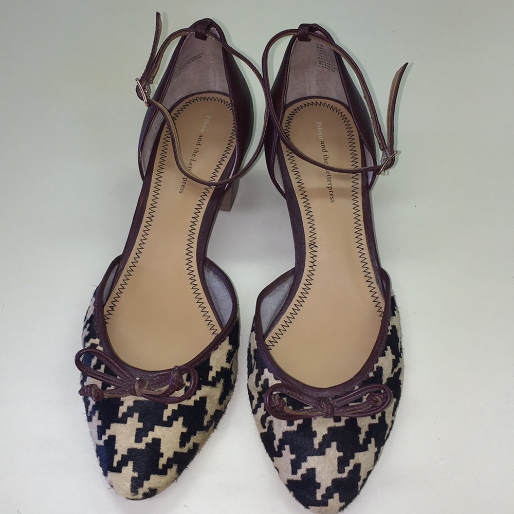 Anthro- Pilcro houndstooth bow tie ankle strap 8.5